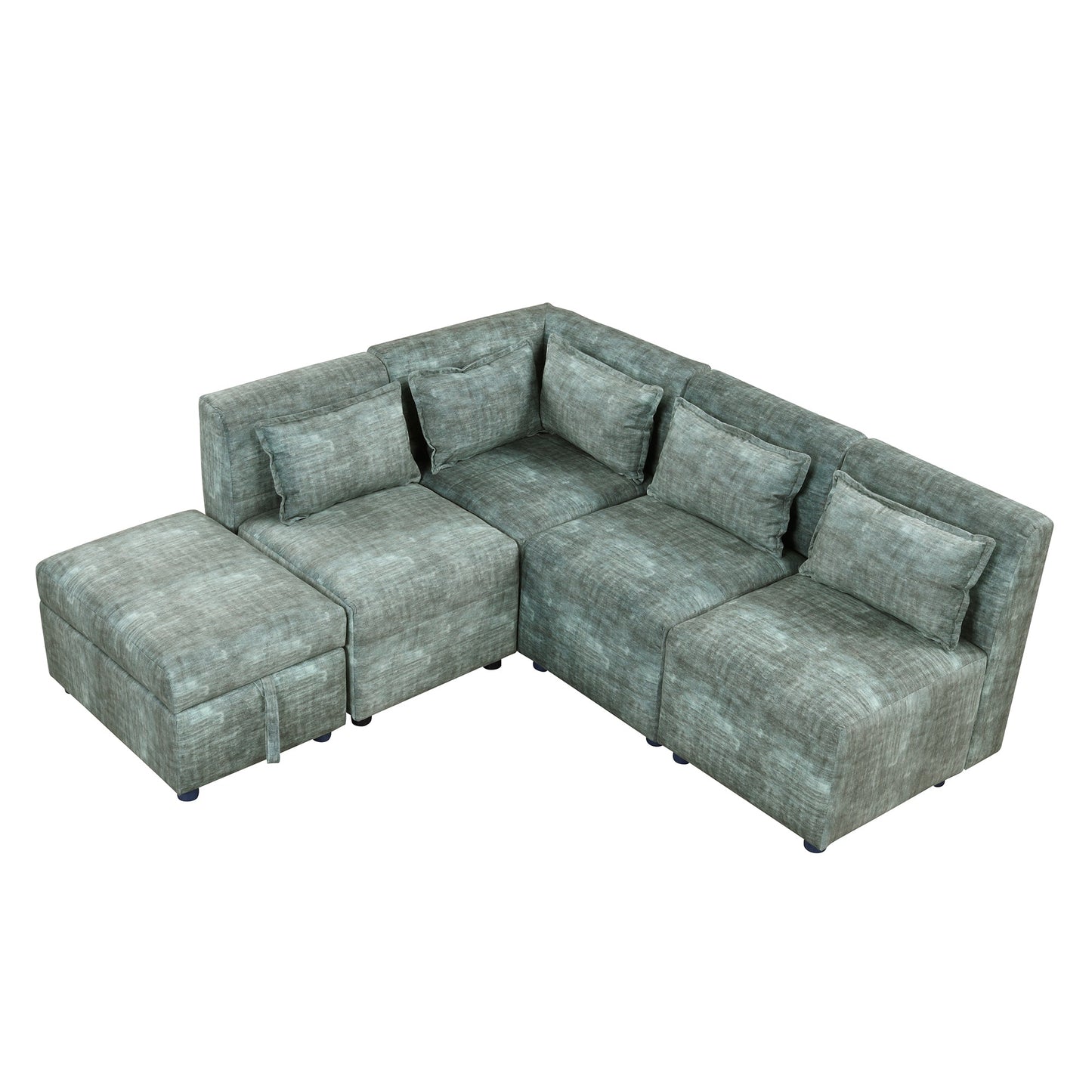 Free-Combined Sectional Sofa 5-seater Modular Couches with Storage - Magniastore