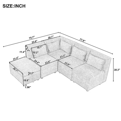 Free-Combined Sectional Sofa 5-seater Modular Couches with Storage - Magniastore