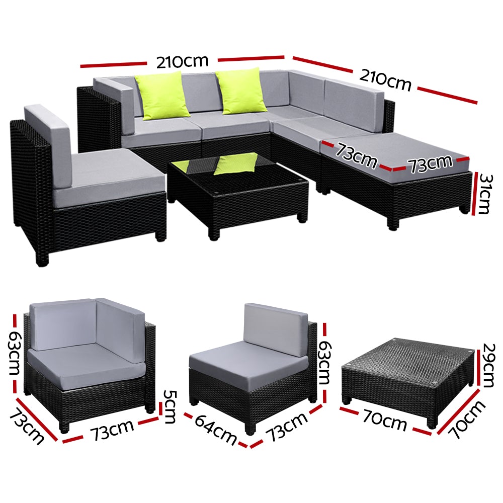 Gardeon 7PC Sofa Set Outdoor Furniture Lounge Setting Wicker Couches - Magniastore