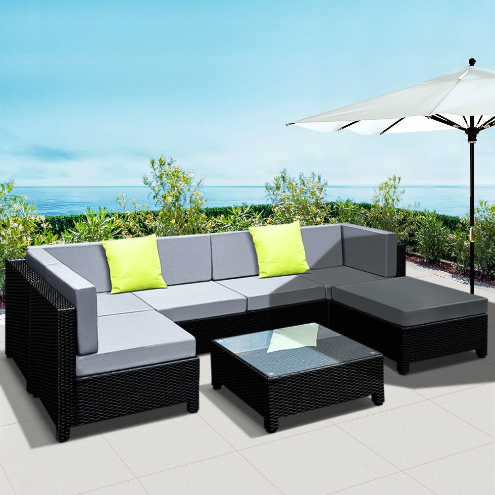 Gardeon 7PC Sofa Set Outdoor Furniture Lounge Setting Wicker Couches - Magniastore