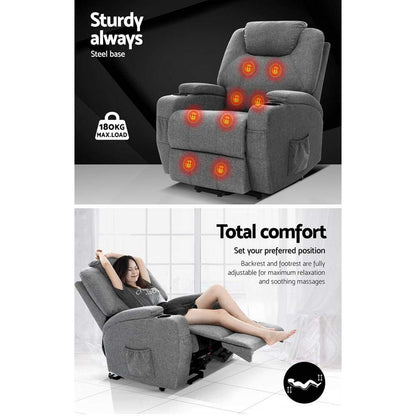 Artiss Electric Massage Chair Recliner Sofa Lift Motor Armchair