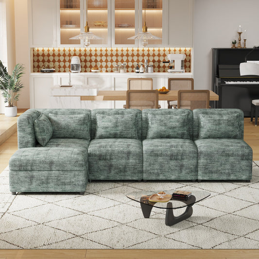 Free-Combined Sectional Sofa 5-seater Modular Couches with Storage - Magniastore