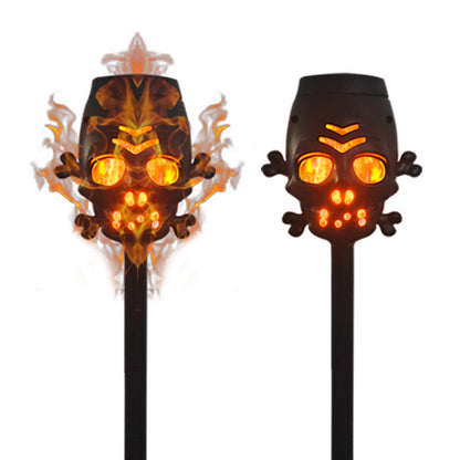 Solar Skull Simulation Flame Lamp Halloween Torch Lawn Ground Plugged Light - Magniastore