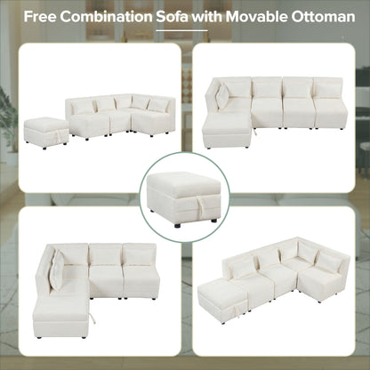 Free-Combined Sectional Sofa 5-seater Modular Couches with Storage - Magniastore